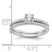 Brilliant Embers Sterling Silver Rhodium-plated 40 Stone Micro Pavé CZ 2 Piece Wedding Ring Set view 4
