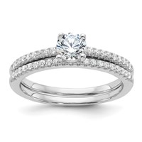 Brilliant Embers Sterling Silver Rhodium-plated 40 Stone Micro Pavé CZ 2 Piece Wedding Ring Set view 1