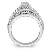 Brilliant Embers Sterling Silver Rhodium-plated 67 Stone Micro Pavé CZ 2 Piece Wedding Ring Set view 2