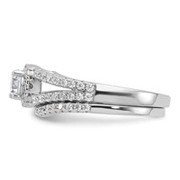 Brilliant Embers Sterling Silver Rhodium-plated 67 Stone Micro Pavé CZ 2 Piece Wedding Ring Set view 3
