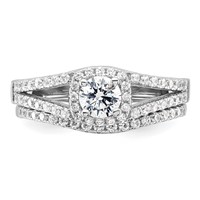 Brilliant Embers Sterling Silver Rhodium-plated 67 Stone Micro Pavé CZ 2 Piece Wedding Ring Set view 5