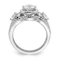 Brilliant Embers Sterling Silver Rhodium-plated 93 Stone Micro Pavé CZ 2-piece Wedding Set view 2