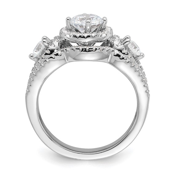 Brilliant Embers Sterling Silver Rhodium-plated 93 Stone Micro Pavé CZ 2-piece Wedding Set