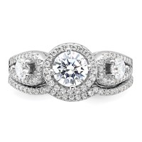 Brilliant Embers Sterling Silver Rhodium-plated 93 Stone Micro Pavé CZ 2-piece Wedding Set view 5
