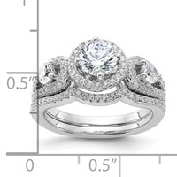 Brilliant Embers Sterling Silver Rhodium-plated 93 Stone Micro Pavé CZ 2-piece Wedding Set view 4