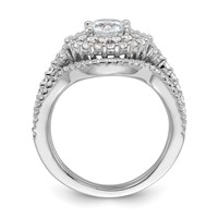 Brilliant Embers Sterling Silver Rhodium-plated 86 Stone Micro Pavé CZ 2-piece Wedding Set view 2