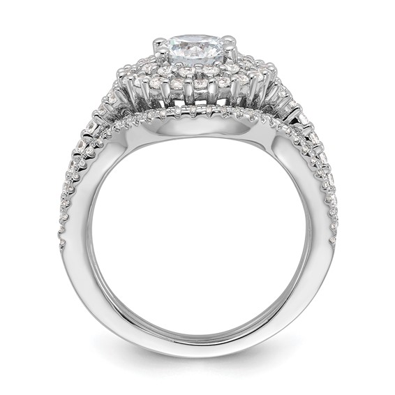 Brilliant Embers Sterling Silver Rhodium-plated 86 Stone Micro Pavé CZ 2-piece Wedding Set