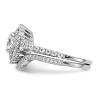 Brilliant Embers Sterling Silver Rhodium-plated 86 Stone Micro Pavé CZ 2-piece Wedding Set view 3