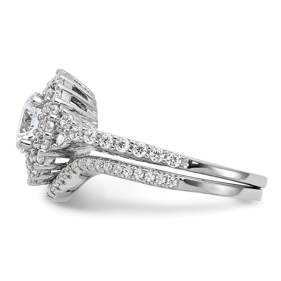 Brilliant Embers Sterling Silver Rhodium-plated 86 Stone Micro Pavé CZ 2-piece Wedding Set