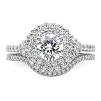 Brilliant Embers Sterling Silver Rhodium-plated 86 Stone Micro Pavé CZ 2-piece Wedding Set view 5
