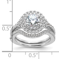 Brilliant Embers Sterling Silver Rhodium-plated 86 Stone Micro Pavé CZ 2-piece Wedding Set view 4