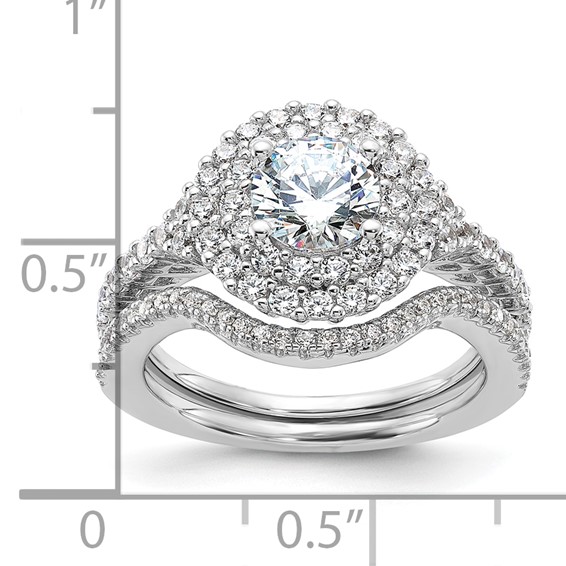 Brilliant Embers Sterling Silver Rhodium-plated 86 Stone Micro Pavé CZ 2-piece Wedding Set