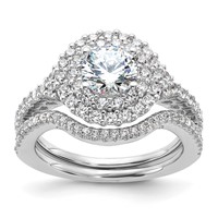 Brilliant Embers Sterling Silver Rhodium-plated 86 Stone Micro Pavé CZ 2-piece Wedding Set view 1