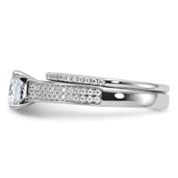Brilliant Embers Sterling Silver Rhodium-plated 135 Stone Micro Pavé CZ 2-piece Wedding Set view 3
