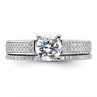 Brilliant Embers Sterling Silver Rhodium-plated 135 Stone Micro Pavé CZ 2-piece Wedding Set view 5