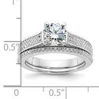 Brilliant Embers Sterling Silver Rhodium-plated 135 Stone Micro Pavé CZ 2-piece Wedding Set view 4
