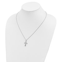 Brilliant Embers Sterling Silver Rhodium-plated 55 Stone Micro Pavé CZ Cross Necklace with 2 Inch Extender, 18" view 3