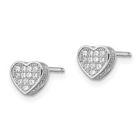 Brilliant Embers Sterling Silver Rhodium-plated 54 Stone Micro Pav‚ CZ Heart Post Earrings view 2