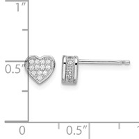 Brilliant Embers Sterling Silver Rhodium-plated 54 Stone Micro Pav‚ CZ Heart Post Earrings view 4