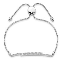 Brilliant Embers Sterling Silver Rhodium-plated 46 Stone Micro Pavé CZ Adjustable Bracelet view 3