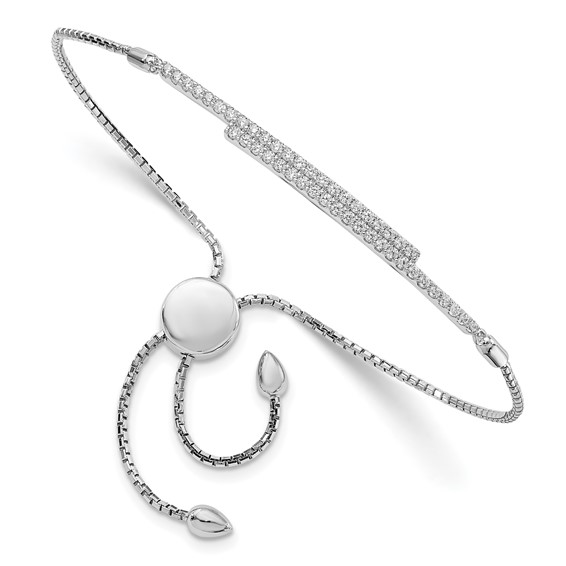 Brilliant Embers Sterling Silver Rhodium-plated 46 Stone Micro Pavé CZ Adjustable Bracelet