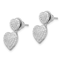 Sterling Silver CZ Brilliant Embers Hearts Post Earrings view 2