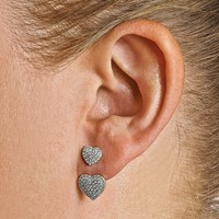 Sterling Silver CZ Brilliant Embers Hearts Post Earrings view 3