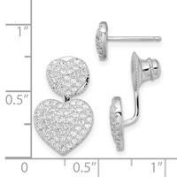 Sterling Silver CZ Brilliant Embers Hearts Post Earrings view 4