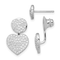 Sterling Silver CZ Brilliant Embers Hearts Post Earrings view 1