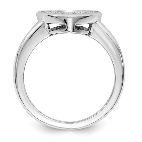 Brilliant Embers Sterling Silver Rhodium-plated 34 Stone Micro Pavé CZ Heart Ring