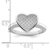 Brilliant Embers Sterling Silver Rhodium-plated 34 Stone Micro Pavé CZ Heart Ring view 4