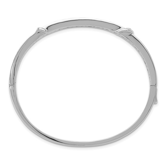 Brilliant Embers Sterling Silver Rhodium-plated 202 Stone Micro Pavé CZ Buckle Hinged Bangle