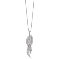Brilliant Embers Sterling Silver Rhodium-plated 219 Stone Micro Pavé CZ Feathers Necklace with 2 Inch Extender, 18" view 2