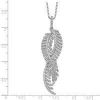 Brilliant Embers Sterling Silver Rhodium-plated 219 Stone Micro Pavé CZ Feathers Necklace with 2 Inch Extender, 18" view 3