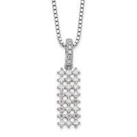 Brilliant Embers Sterling Silver Rhodium-plated 31 Stone Micro Pavé CZ Necklace with 2 Inch Extender, 18" view 1
