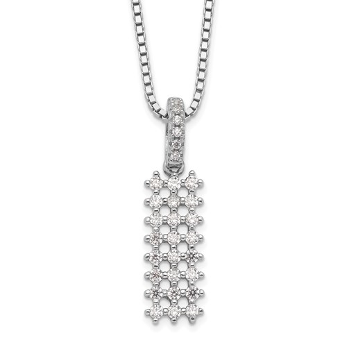 Brilliant Embers Sterling Silver Rhodium-plated 31 Stone Micro Pavé CZ Necklace with 2 Inch Extender, 18"