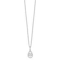 Brilliant Embers Sterling Silver Rhodium-plated 46 Stone Moving Center Vibrant CZ with Micro Pavé CZ Necklace with 2 Inch Extender, 18" view 2