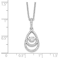 Brilliant Embers Sterling Silver Rhodium-plated 46 Stone Moving Center Vibrant CZ with Micro Pavé CZ Necklace with 2 Inch Extender, 18" view 3