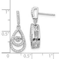 Brilliant Embers Sterling Silver Rhodium-plated 82 Stone CZ Moving Center Pear Shaped Vibrant CZ Earrings with Micro Pavé CZ Dangle Post view 4