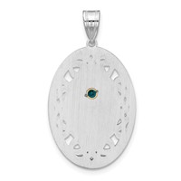 Sterling Silver Rhodium-plated 14K Bezel Crystal Family Pendant view 4