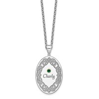 Sterling Silver Rhodium-plated 14K Bezel Crystal Family Pendant view 5