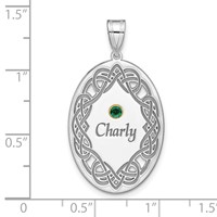 Sterling Silver Rhodium-plated 14K Bezel Crystal Family Pendant view 3