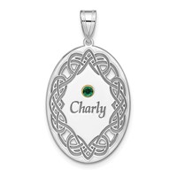 Sterling Silver Rhodium-plated 14K Bezel Crystal Family Pendant view 1
