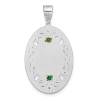 Sterling Silver Rhodium-plated 14K Bezel Crystal Family Pendant view 4