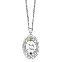 Sterling Silver Rhodium-plated 14K Bezel Crystal Family Pendant view 5