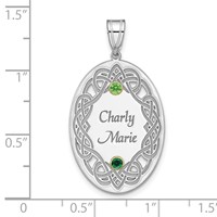 Sterling Silver Rhodium-plated 14K Bezel Crystal Family Pendant view 3