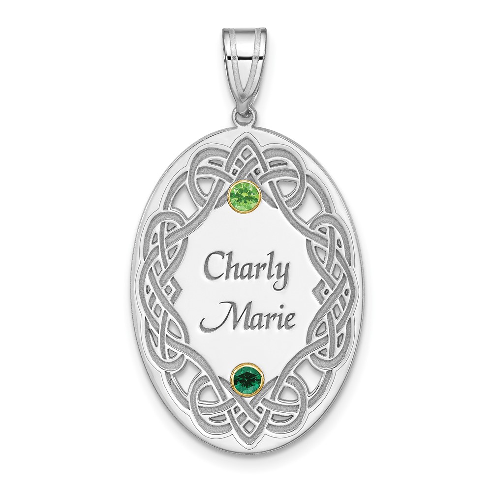 Sterling Silver Rhodium-plated 14K Bezel Crystal Family Pendant
