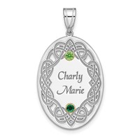 Sterling Silver Rhodium-plated 14K Bezel Crystal Family Pendant view 1