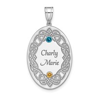 Sterling Silver Rhodium-plated Crystal Family Pendant view 2