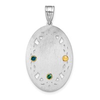 Sterling Silver Rhodium-plated 14K Bezel Crystal Family Pendant view 4